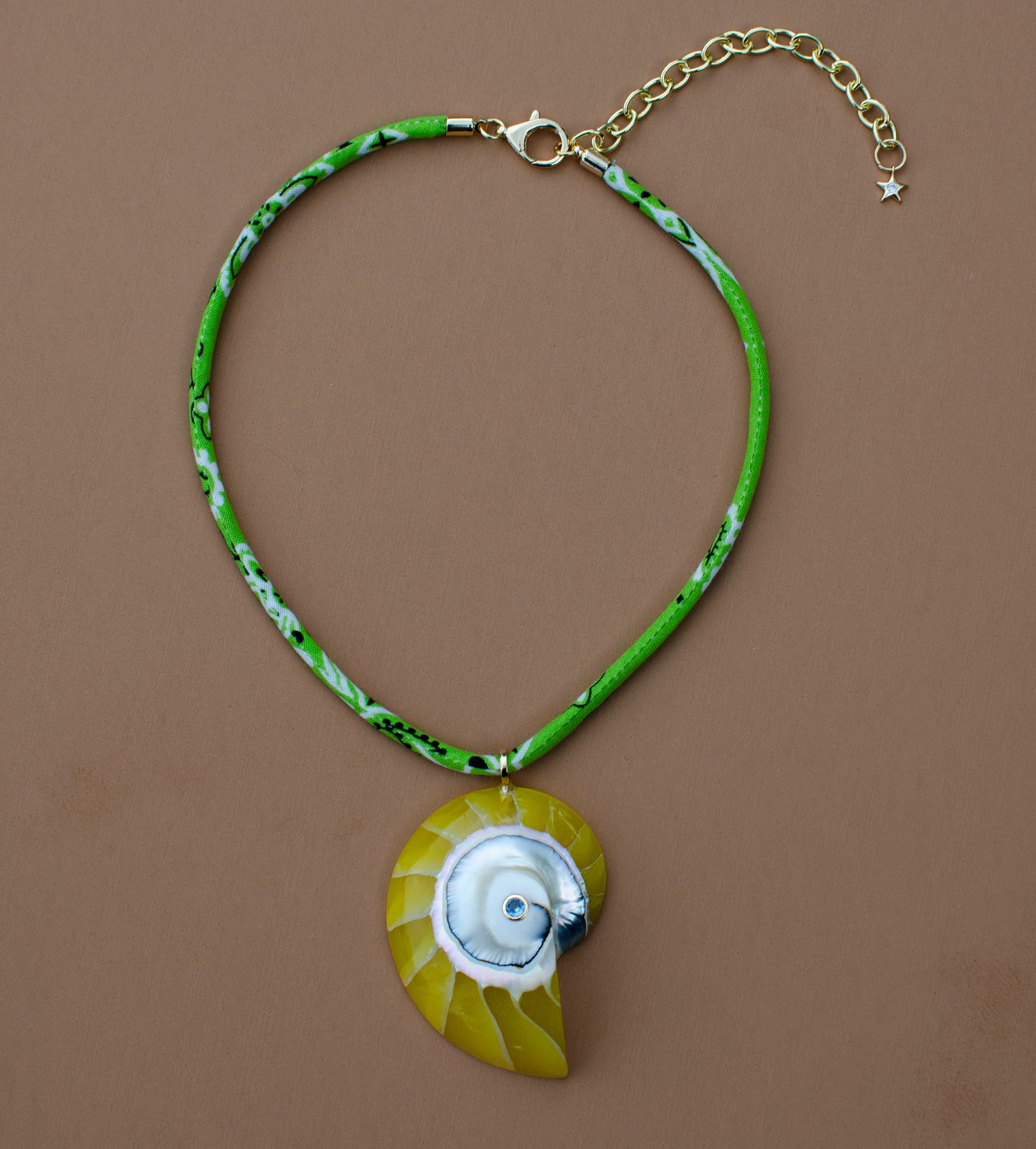 Yellow Resin Nautilus Shell Bandana Necklace