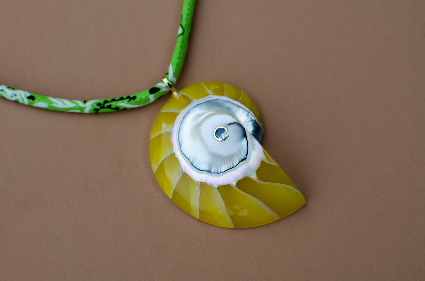 Yellow Resin Nautilus Shell Bandana Necklace