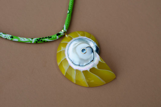 Yellow Resin Nautilus Shell Bandana Necklace