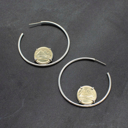 Pyramid Coin Hoops