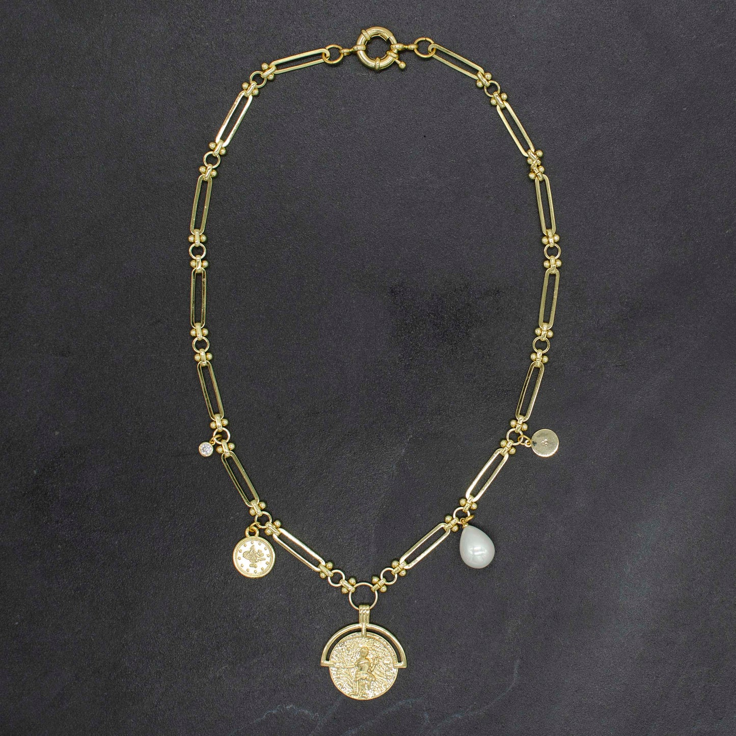 Greek Coin Charm Necklace
