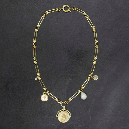 Greek Coin Charm Necklace
