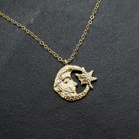 Hammered Moon and Stars Pendant