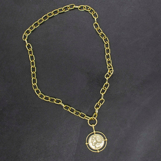 Large Greek Coin Necklace