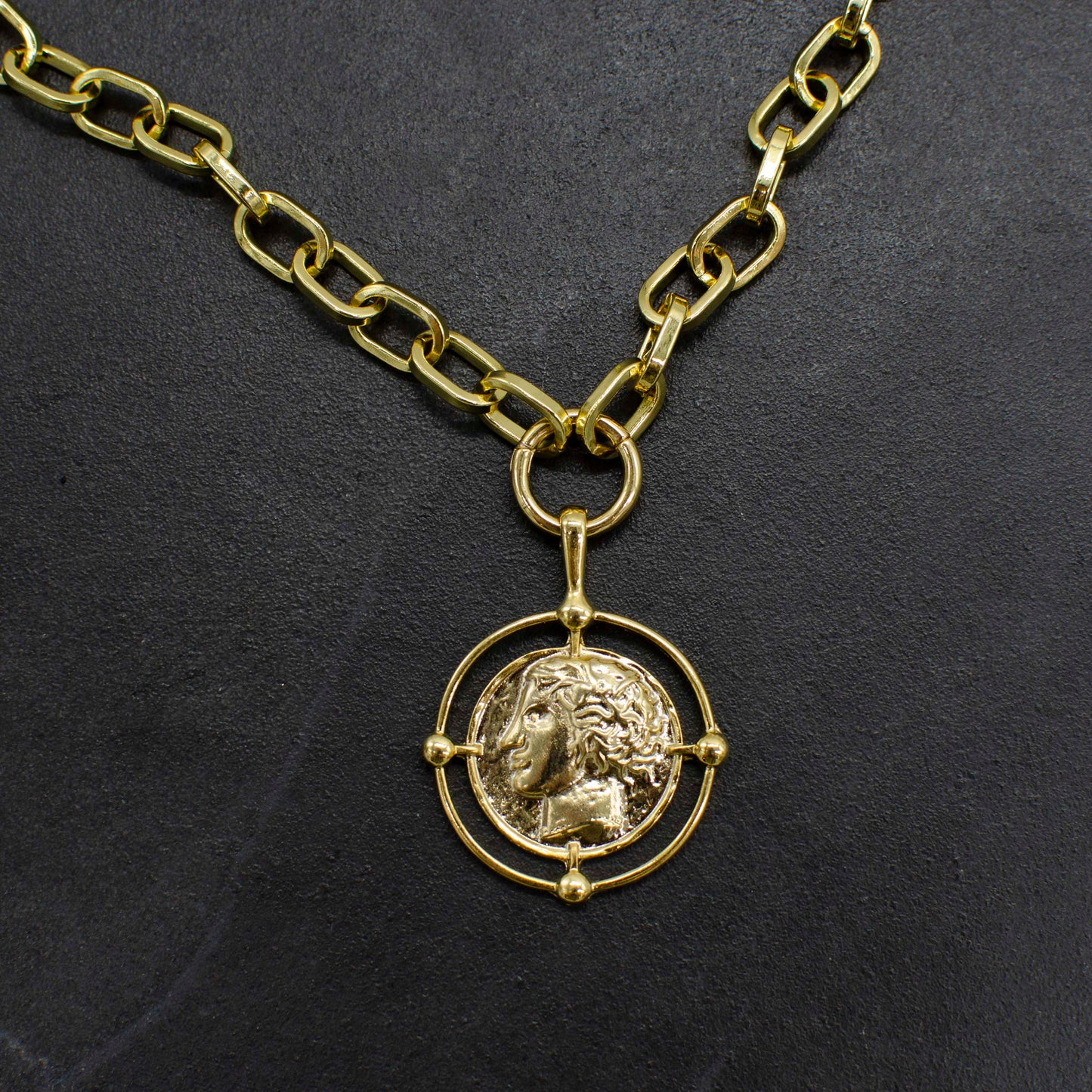 Large Greek Coin Necklace