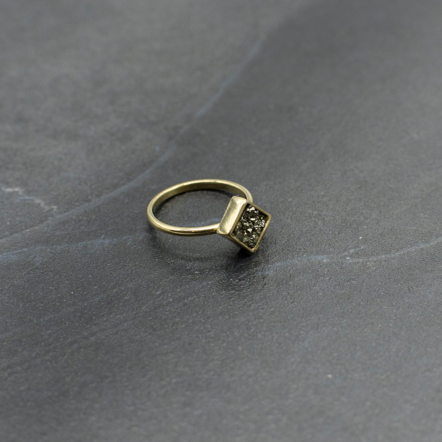 Square Pyrite Ring