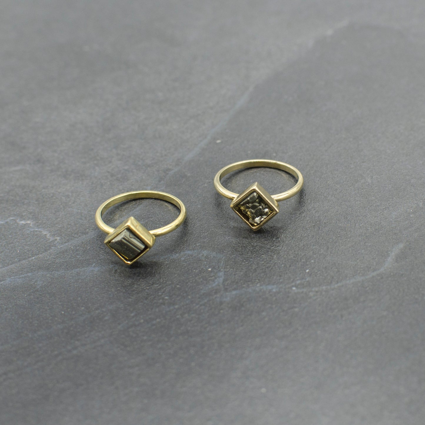 Square Pyrite Ring