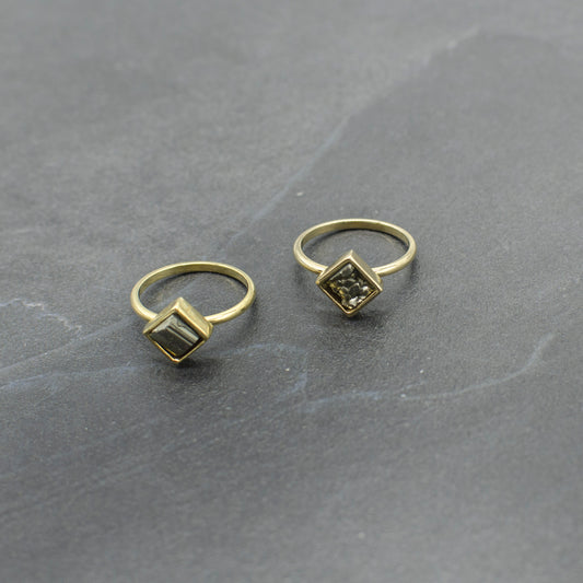 Square Pyrite Ring