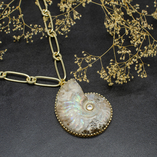 Ammonite Fossil Statement Necklace