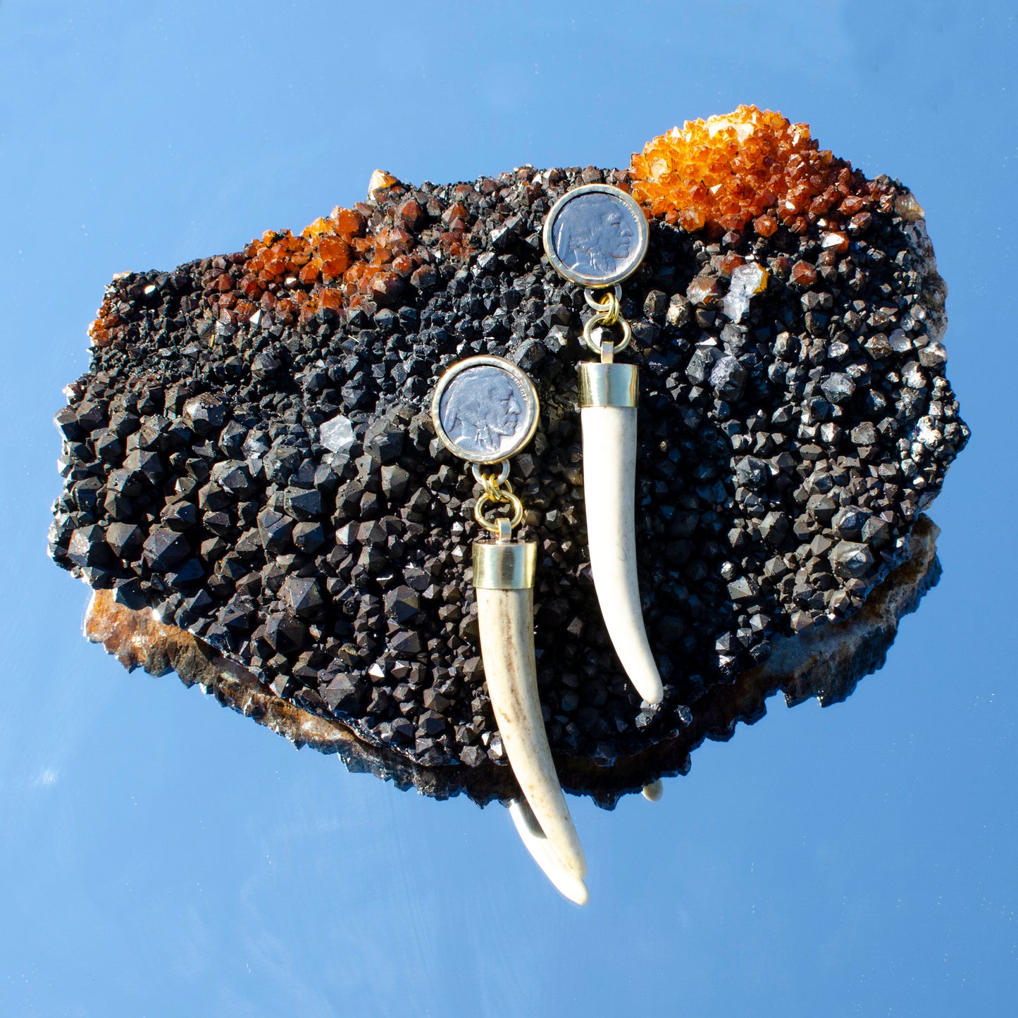 Buffalo Nickel Antler Earrings