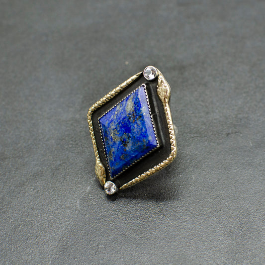 Lapis Double Serpent Ring