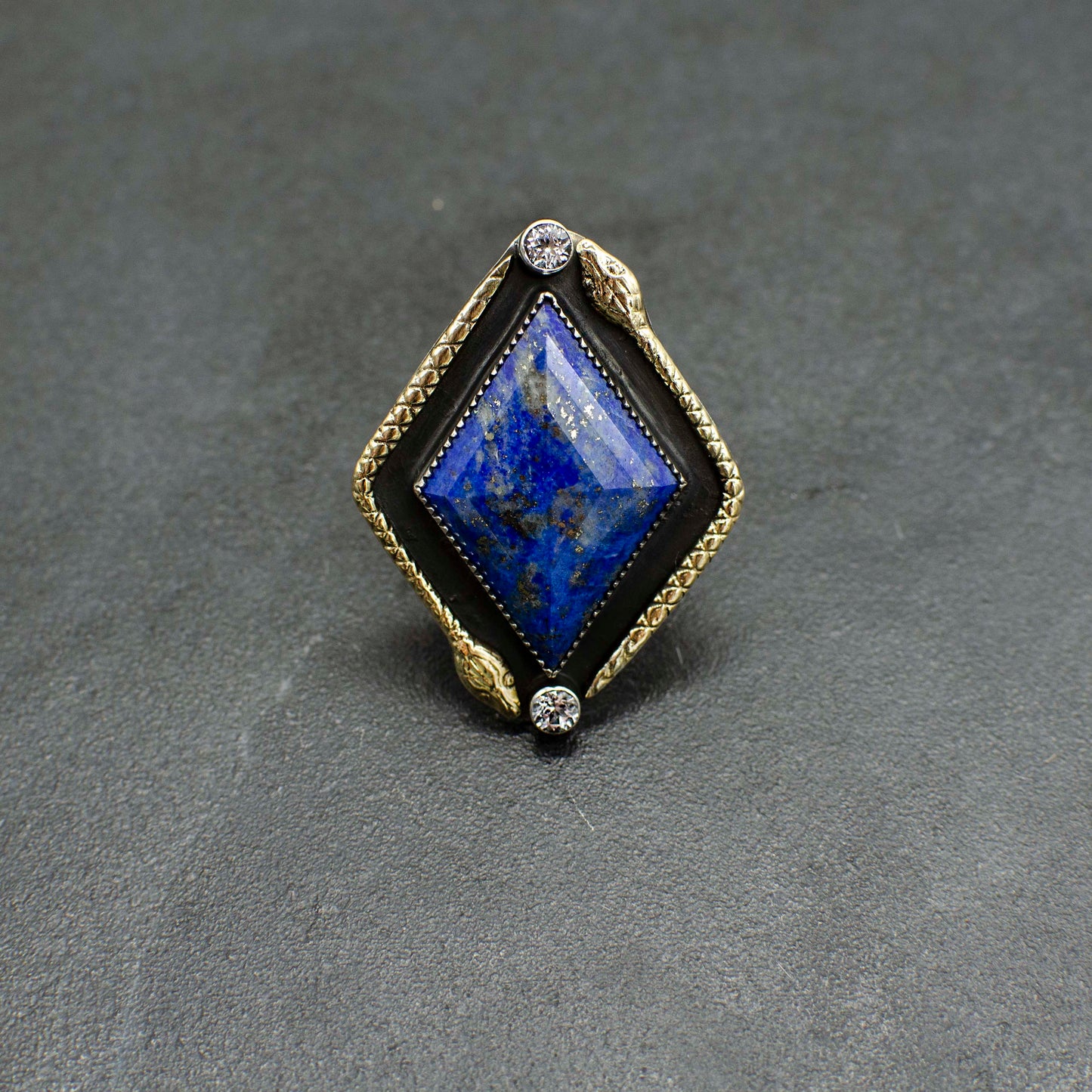 Lapis Double Serpent Ring