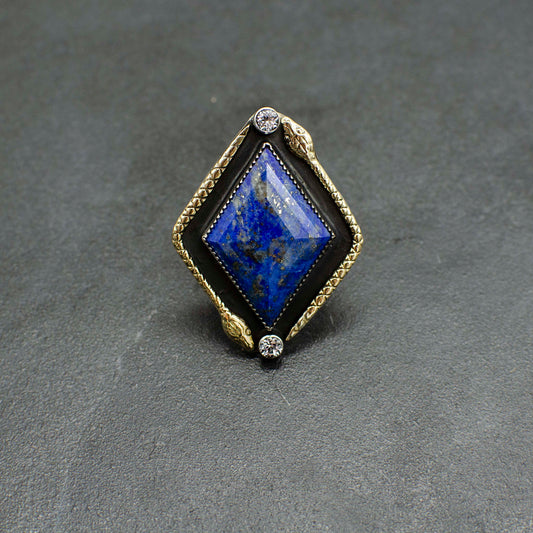Lapis Double Serpent Ring