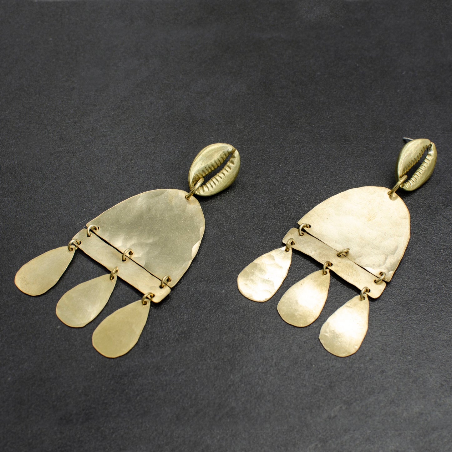 Hammered Cowrie Statement Earrings