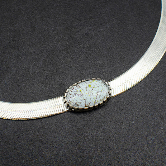 Sterling Silver Herringbone Turquoise Necklace