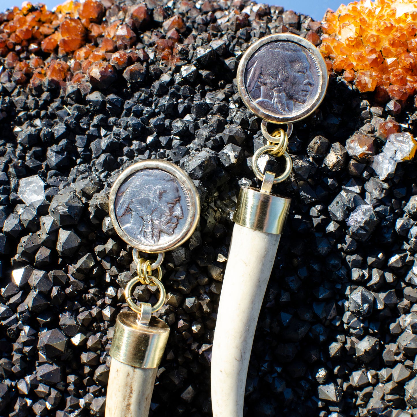Buffalo Nickel Antler Earrings