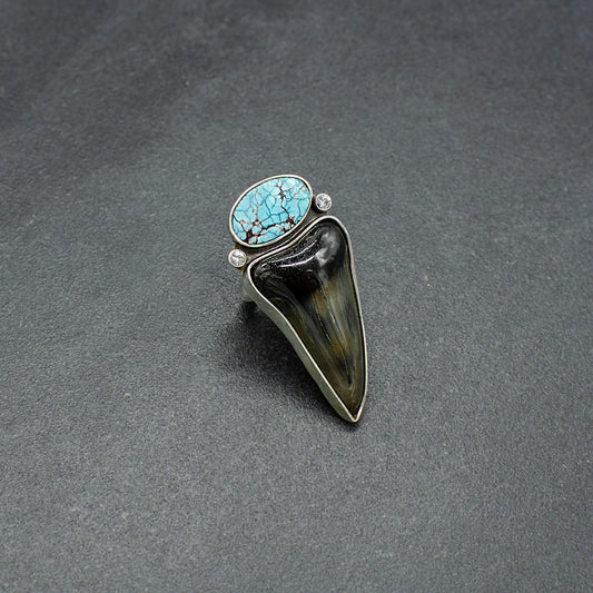 Mako Sharks Tooth and Turquoise Ring