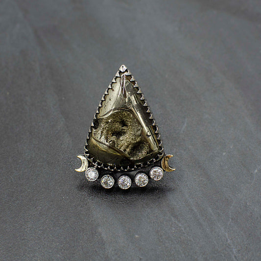 Pyritized Ammonite Celestial Ring