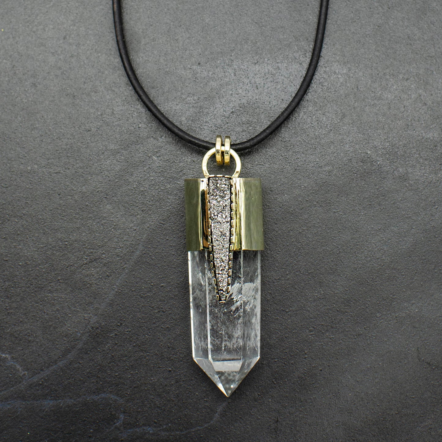 Quartz Point with Pyrite