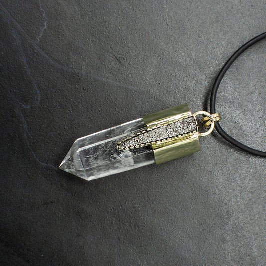 Quartz Point with Pyrite