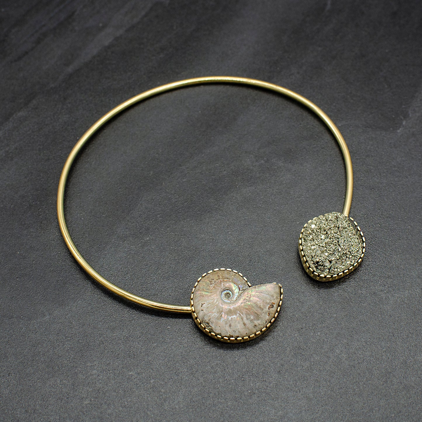 Pyrite & Ammonite Fossil Collar