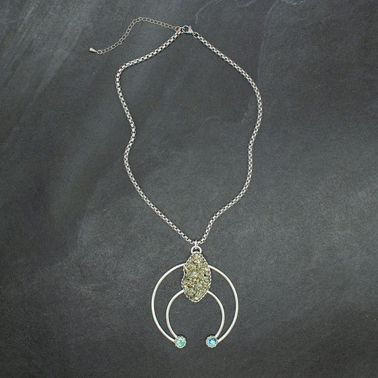 Pyrite and Turquoise Cosmic Squash Blossom