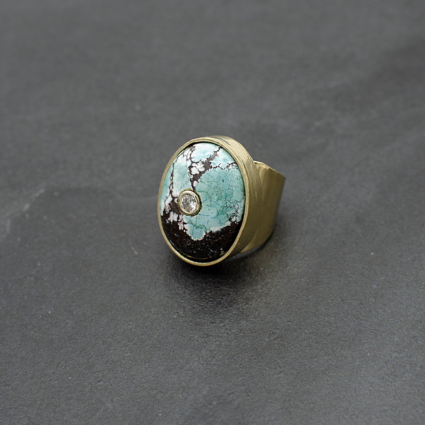 Turquoise and White Sapphire Ring