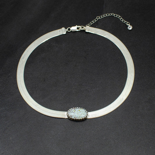 Sterling Silver Herringbone Turquoise Necklace